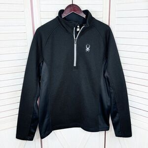 Spyder Outbound Quarter Zip Textured Fleece Pullover Jacket Black Large